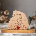 Hugging Bear Family Floral Version, Personalized Wooden Bear Family Puzzle,Custom Mother's Day Gift,Wooden Animal Carvings,Family Home Decor