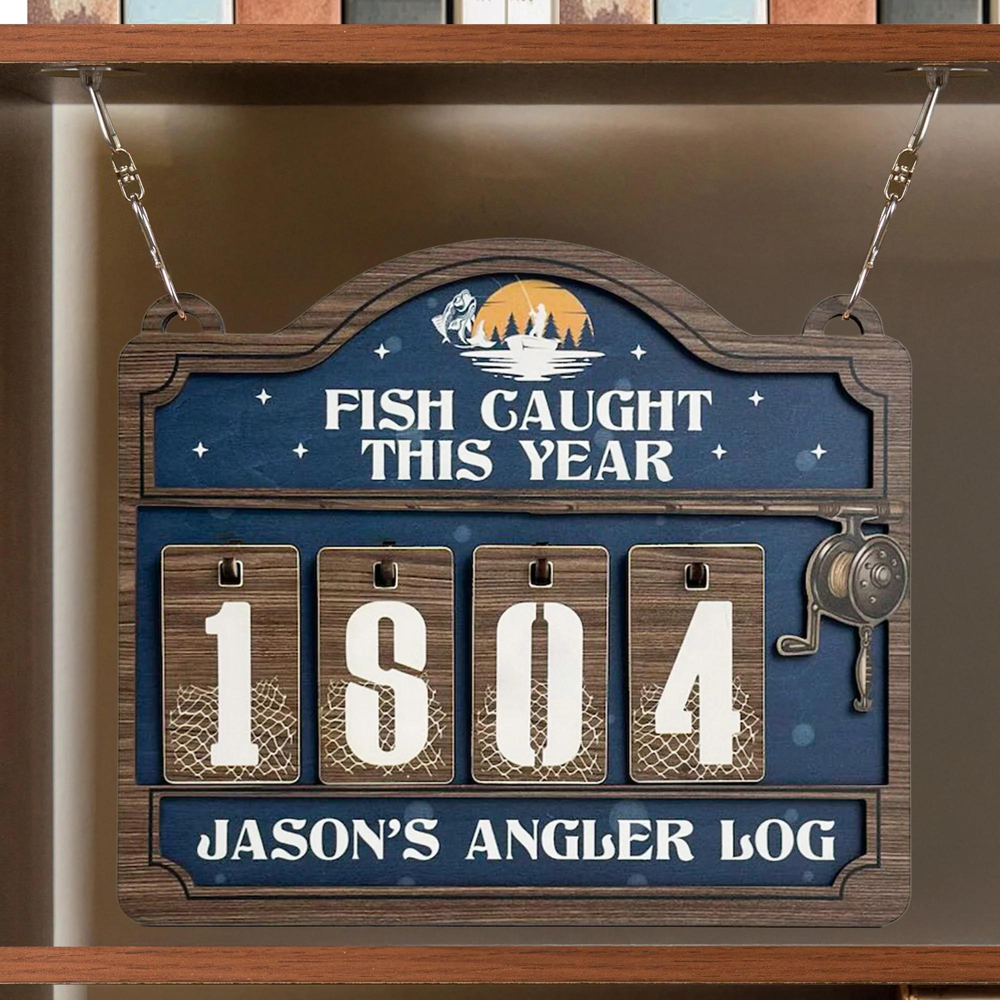 Fish Caught This Year Counter Sign, Personalized Fisher Tracker Sign ...