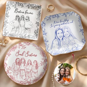 Beste Freund Foto Schmuck Schale, Besties Bild Trinket Tablett Toile De Jouy Stil, Geschenk für Seele Schwester Geschenk, Ring Halter Geschenk für sie