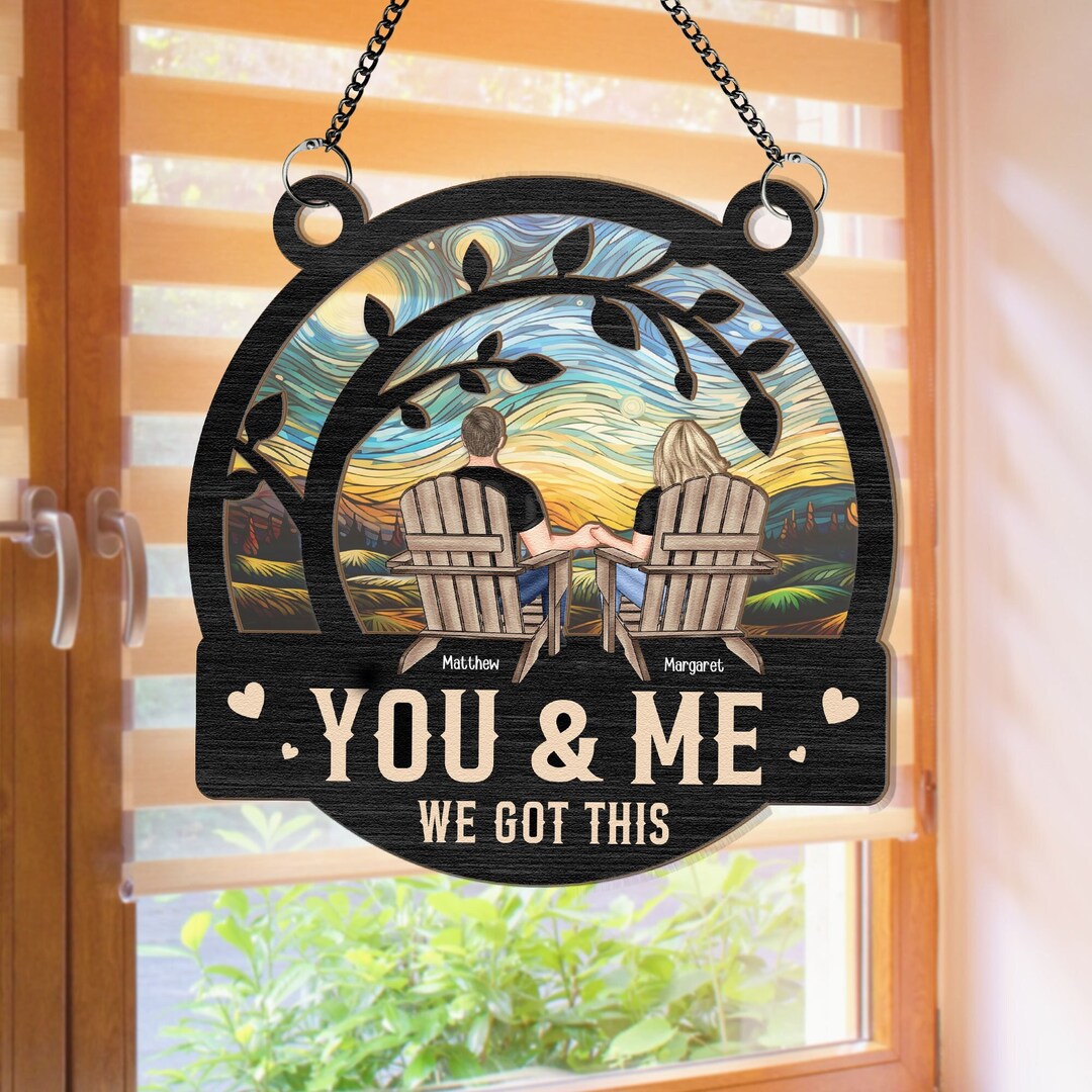 Personalized Window Hanging Suncatcher for Couples, Anniversary Gift for Him, Her -you & Me We ...