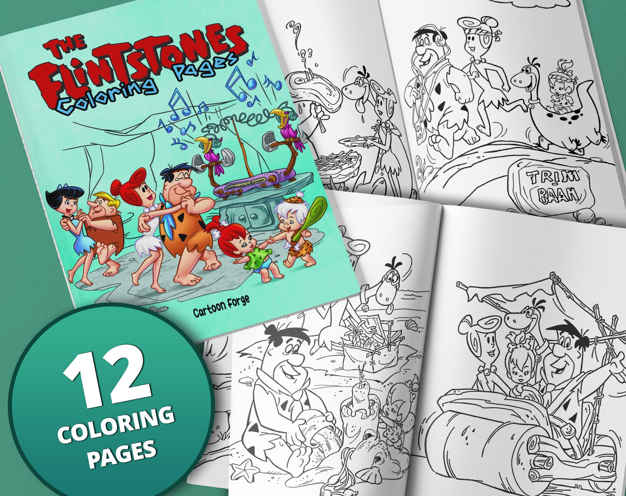 12 Coloring Pages From the Flintstones Coloring Book for Own - Etsy Canada