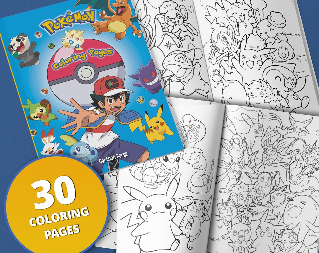 30 Coloring Pages From Pokemon Anime Coloring Book for Own Etsy