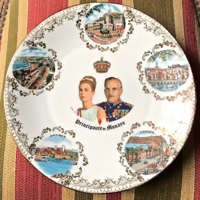 Tasse Et Sous-tasse Ancienne Limoges – Portrait Du Prince Rainier Et Princesse De Monaco