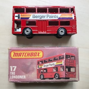 Matchbox Superfast Red Bus No 17 The Londoner 1972 British Vintage Lesney Products. Very Collectible mint condition with box (slight wear)