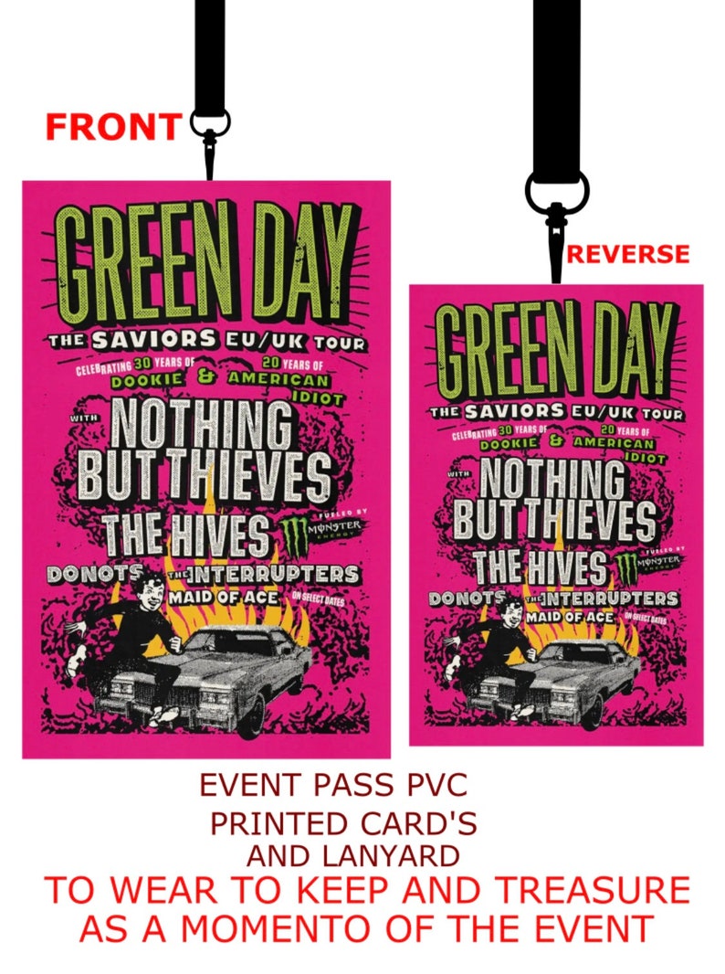 Green Day Tour 2025 the SAVIORS Tour PVC Card & Lanyard Etsy Australia
