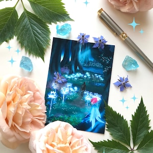 Luminescence, Printed card decorative card small format to frame magic forest fairy