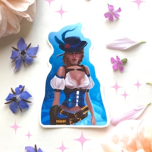 stickers femme sirène steampunk  sticker vinyl pour journal scrapbooking bulletjournal coque d'ordinateur ... etc
