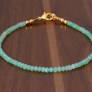 Chrysoprase  Bracelet, Ultra Delicate Beaded Gemstone Jewelry