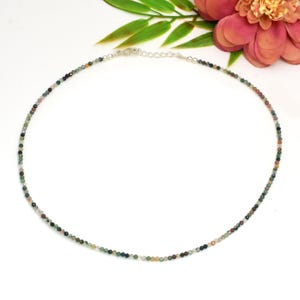 Bloodstone Choker Necklace: Beaded Healing Crystal, Minimalist Stone