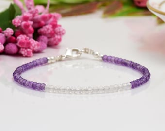 Natural Amethyst and Rose Quartz Bracelet,Black Amethyst with Rose Quartz Bracelet
