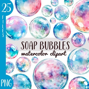 Aquarel zeepbellen clipart - sublimatie regenboogbubbels - kleurrijke illustratie voor kinderen, png - bad nemen - Junk Journal