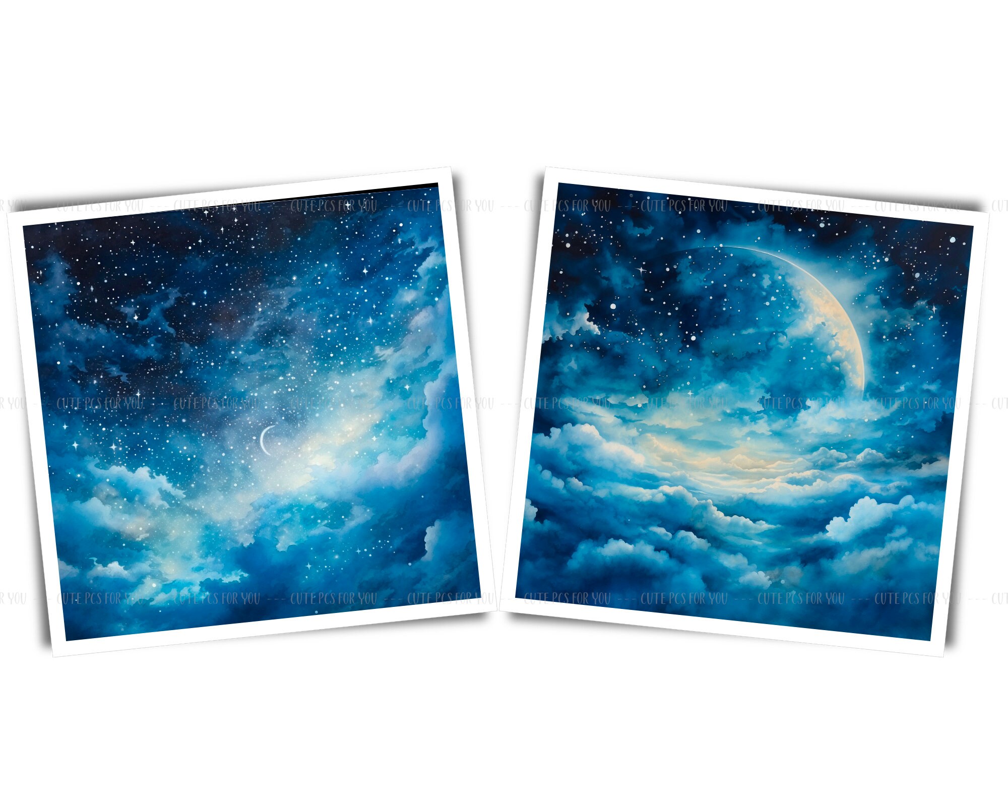 Watercolor Starry Sky Clipart: Night Sky Digital Paper (JPG) - Etsy