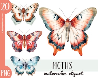 Akvarell mal Clipart: Fjäril PNG, Entomologi Illustrationer (Digital Bild)