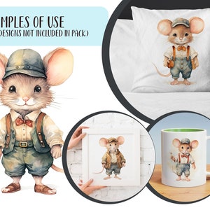 Watercolor Vintage Mice Clipart: Retro Mouse Illustration (Digital Download) image 8