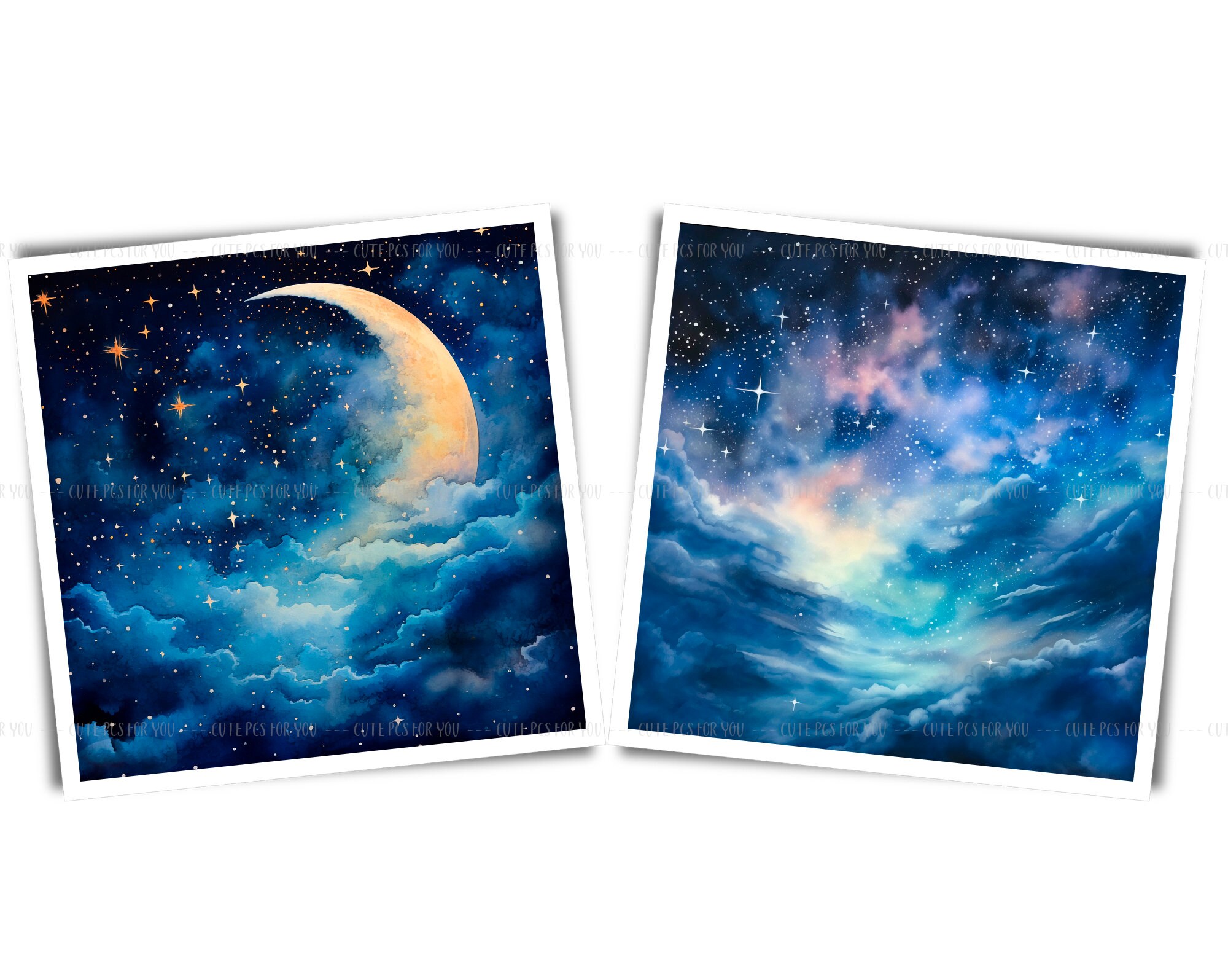 Watercolor Starry Sky Clipart: Night Sky Digital Paper (JPG) - Etsy UK