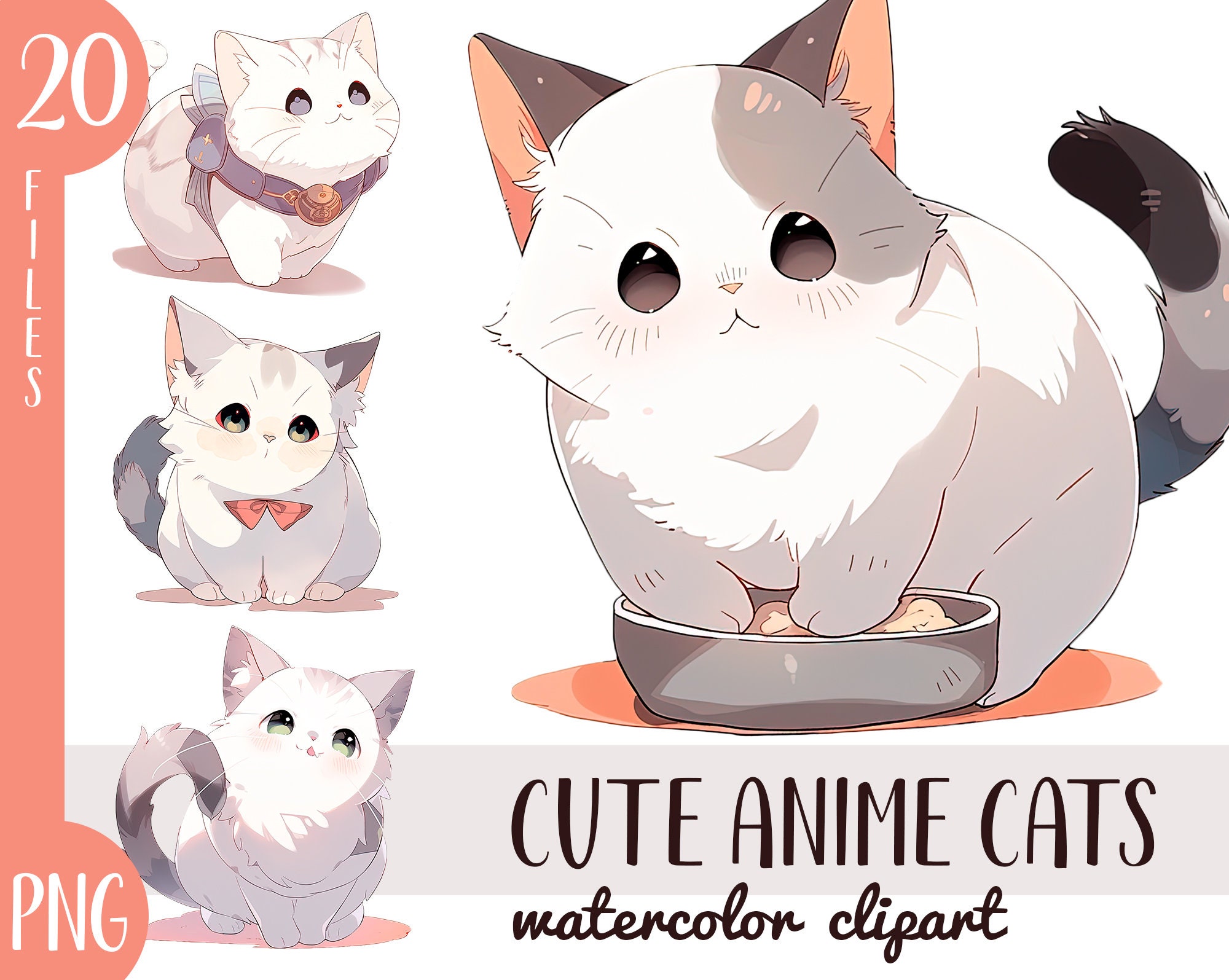 Anime Cat Icons, Anime Neko Emote Pack Sticker for Sale by BBMarioni