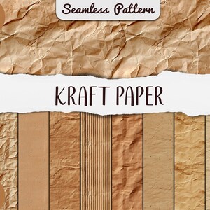 Papel kraft de acuarela con patrón sin costuras - papel digital para álbum de recortes imprimible - fondo marrón - texturas de papel arrugado, colores naturales