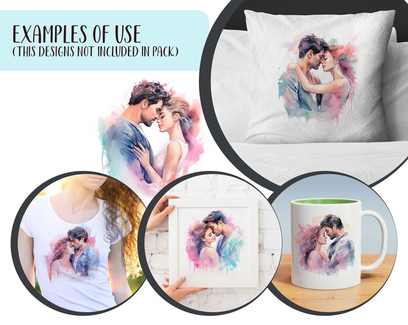 Watercolor Couple Clipart: Romantic Pastel Illustrations (JPG Digital Files) image 9
