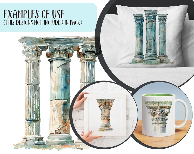 Watercolor Antique Columns Clipart - Ruins Illustrations - Vintage ...