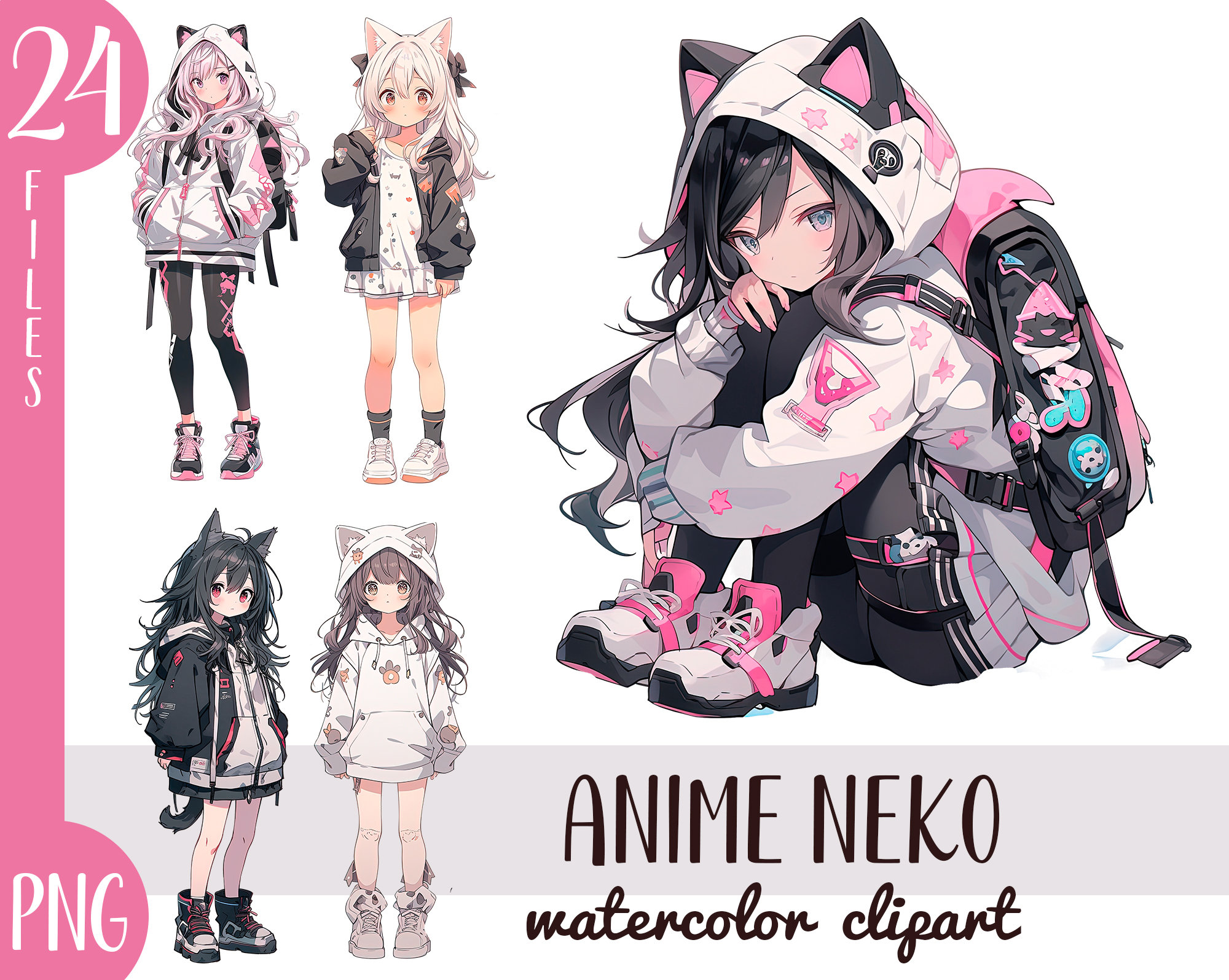 Anime girl neko hoodie hotsell