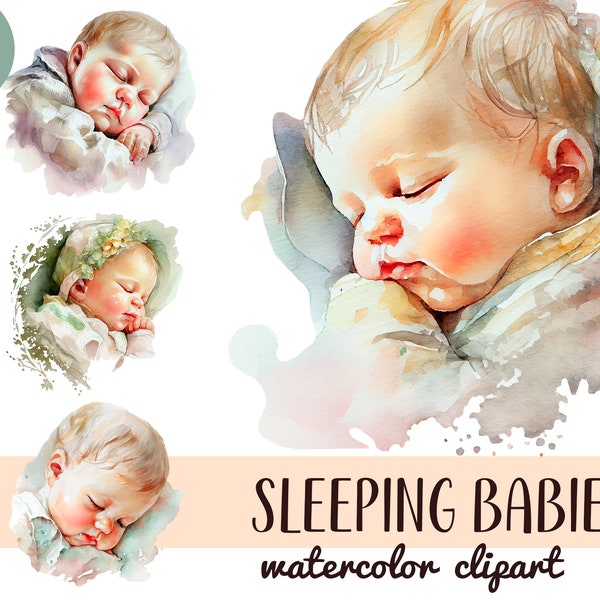 Aquarell schlafende Babys Clipart - Baby schläft in einer Wiege - niedliches Baby PNG - Blumengesteck - Zärtlichkeit Mutterschaft-Kinder Sublimation