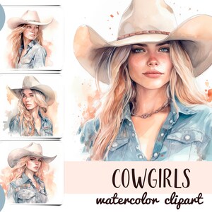 Watercolor Cowgirl Clipart: Wild West Illustrations (Digital Download)