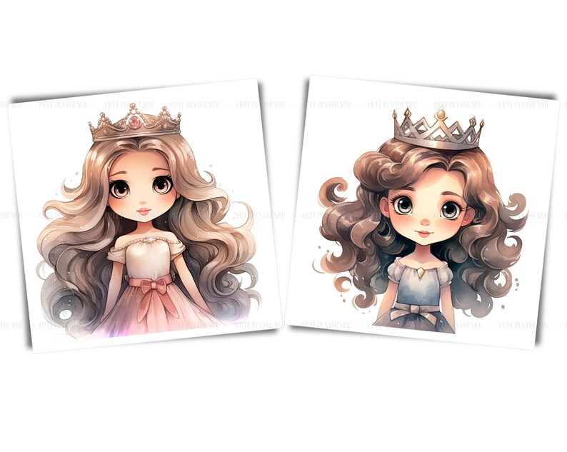 Watercolor Cute Princess Clipart - Little Princess Sublimation - Girls ...