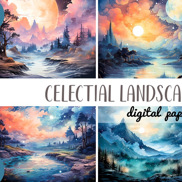 Watercolor celectial clipart - night stars digital paper - dark blue background JPG - romantic night atmosphere - moonlight-sky with clouds