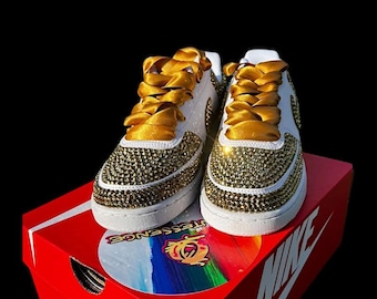 Gold bedazzle Crystal-Embellished Kicks for Sale