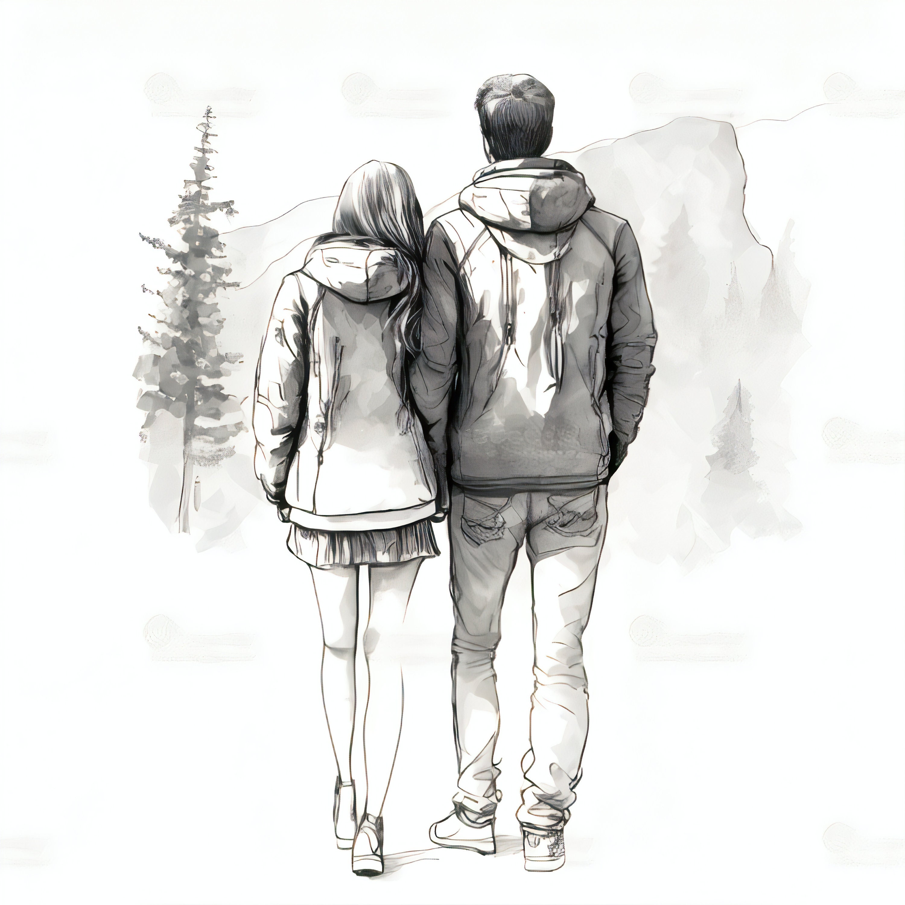 Romantic couple sketch Stock Photos, Royalty Free Romantic couple sketch  Images