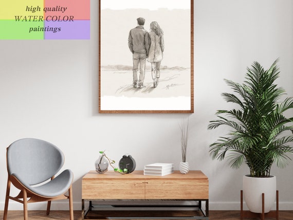 Pencil Sketch Romantic Couple in Love Art 15 Bundle 