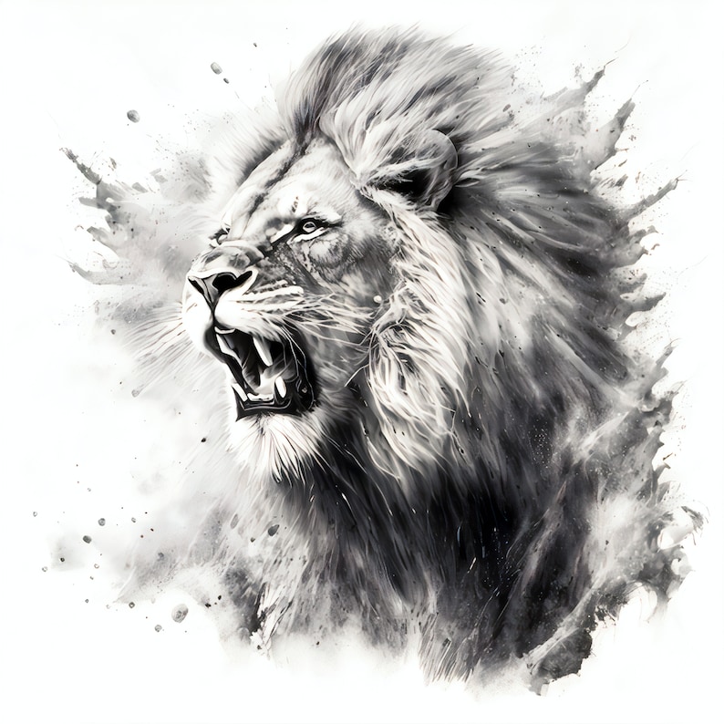 Pencil Sketch Lion Art 15 Bundle 4096x4096 Pixel printable Wall Art ...
