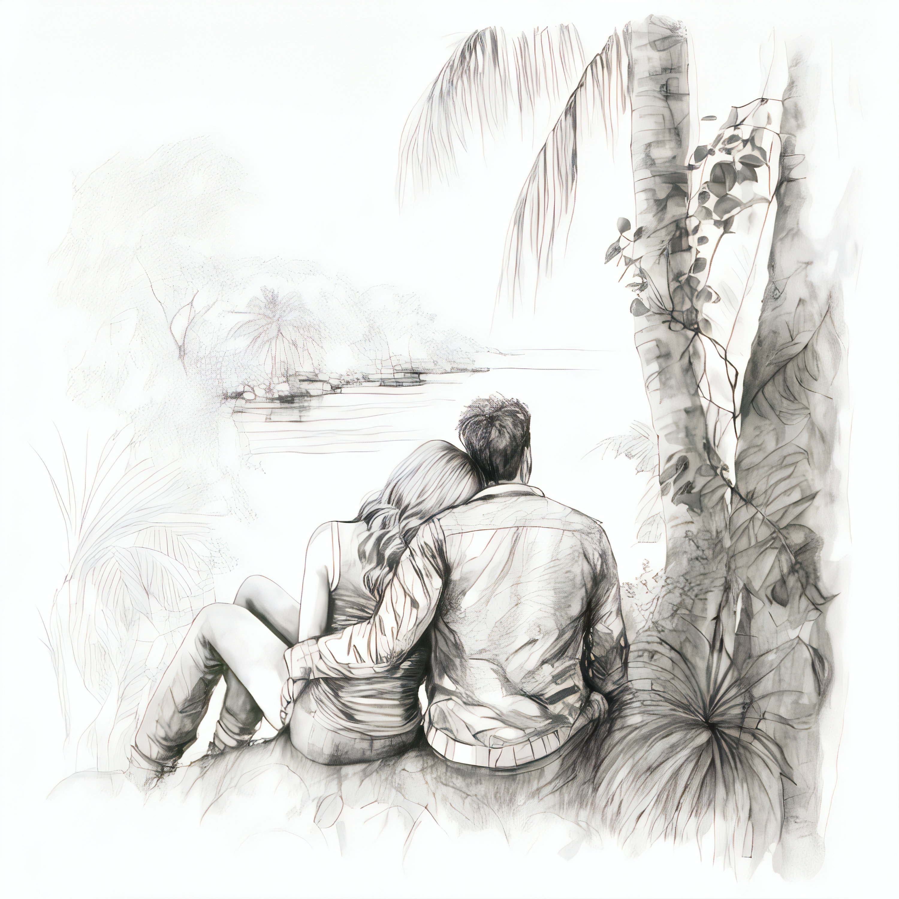 Buy Pencil Sketch Romantic Couple in Love Art 15 Bundle Online in India   Etsy