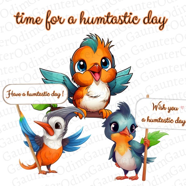 Wish you a Fantastic day png, sublimation design, sweet kolibri png, cute posing png, Hummingbird png, love png, download sublimated design