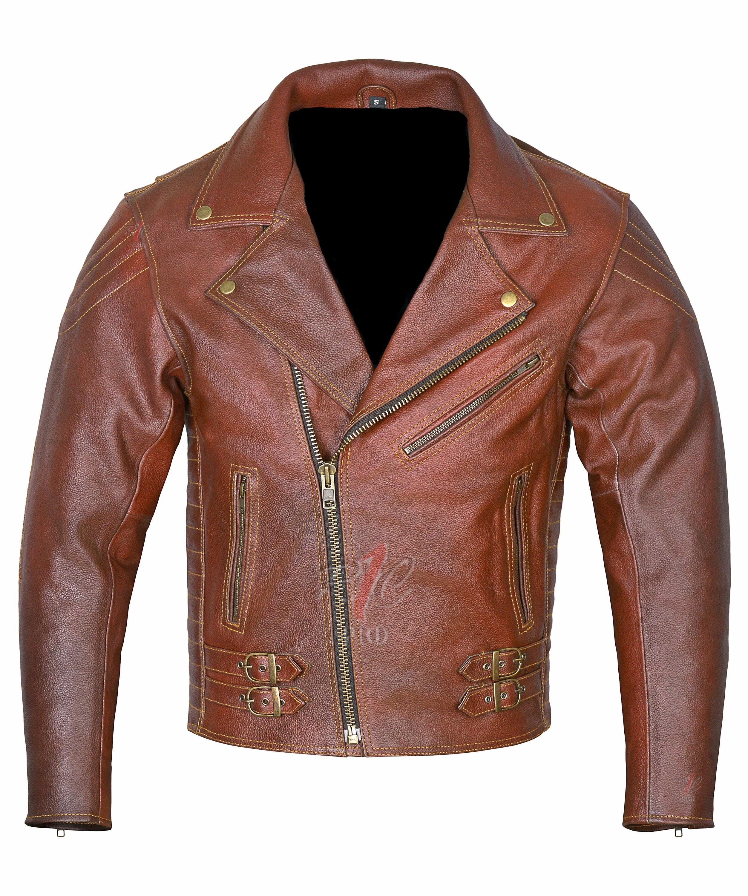 ブランド バイカー ジャケット: ツートンブラウンレザー モーター