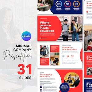 編集可能なプレゼンテーションスライドテンプレート：会社概要、学校向けプレゼン資料（Canvaテンプレートデジタルダウンロード）