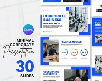 Corporate Presentation Slides: Editable Canva Template (30 Slides)