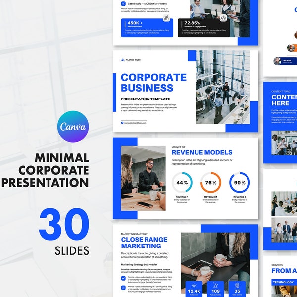 Corporate Presentation Slides Template | Company Profile Presentation Slide Canva | Editable Canva Template | Agency Pitch Deck | Easy edit
