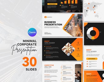 Animated Corporate Presentation Template: 30 Canva Slides (Instant Download)