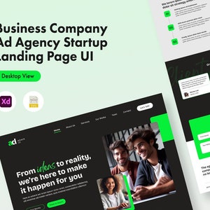 Adobe XD Landing Page Template SVG Dashboard Designs Website Template