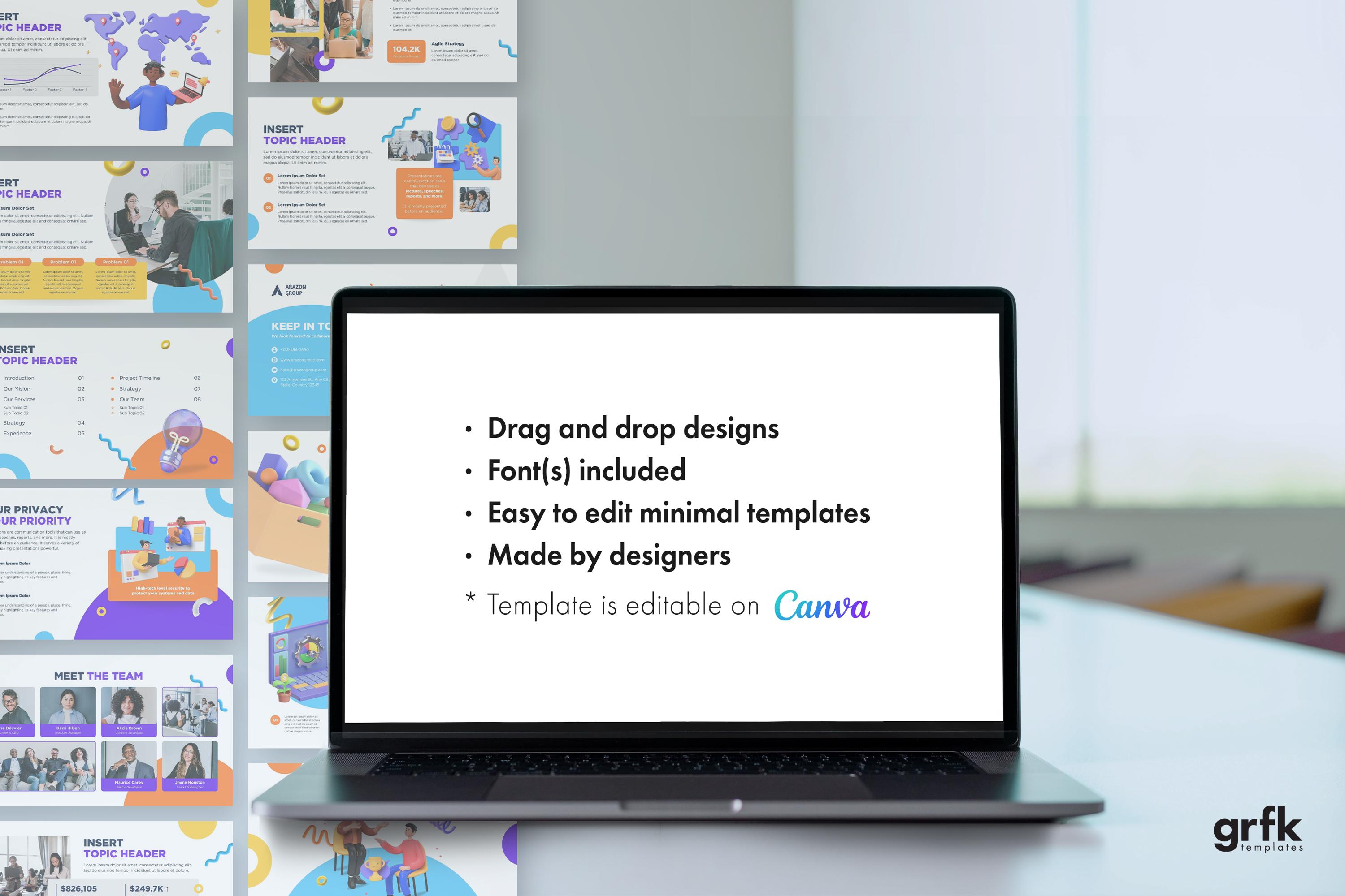 Animated 3D Presentation Template: Vibrant Canva Slides (instant ...