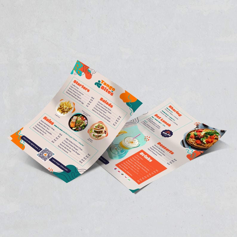 Menu Order Invite Fun Vibrant Food Cafe Brunch A4 Menu Template Restaurant Menu Canva ...