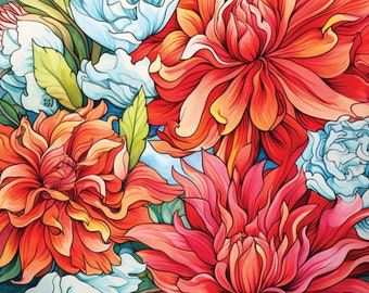 Adult Coloring Book Vol III, 25 Intricate Floral Coloring Pages, Adult Floral Coloring, DIY Printable, PDF Printable Adult Coloring Pages