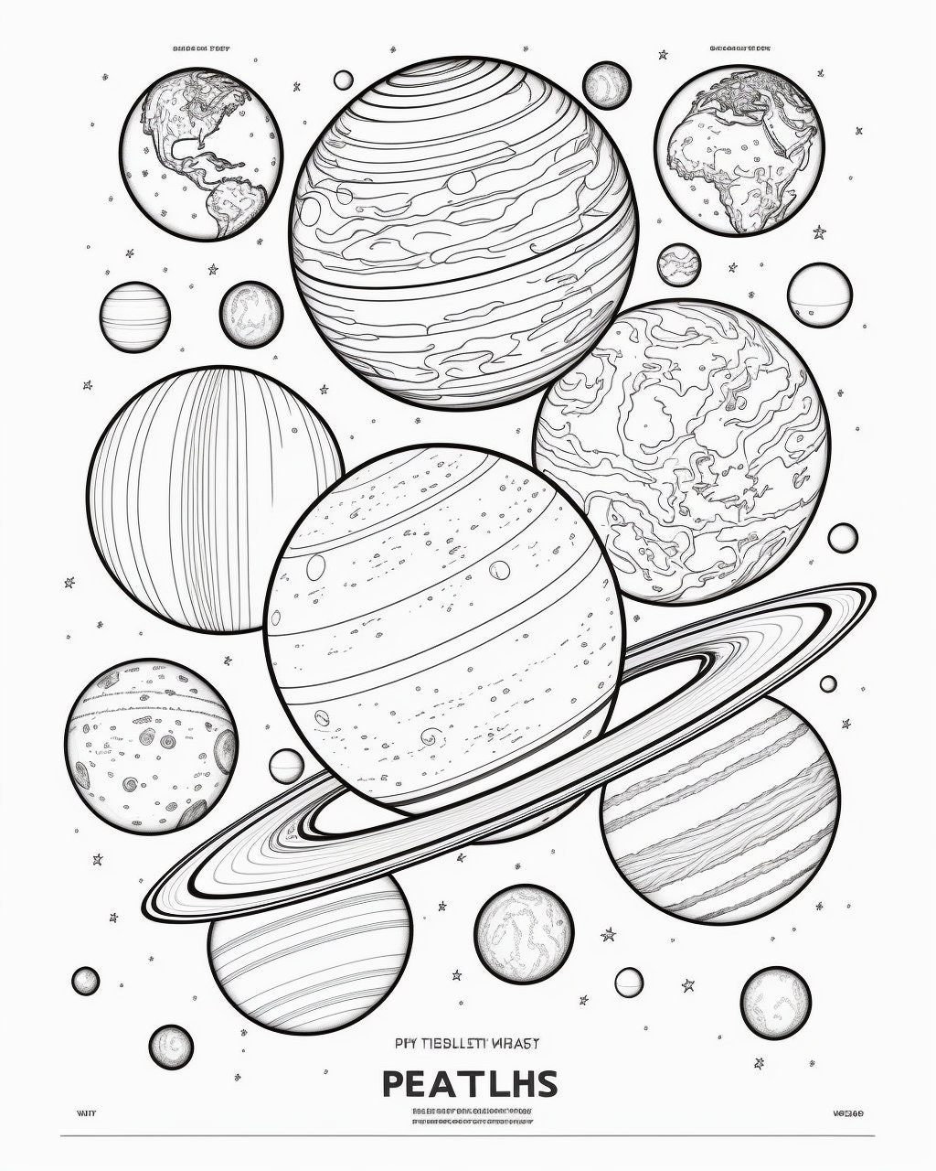 Planets Coloring Pages - Etsy