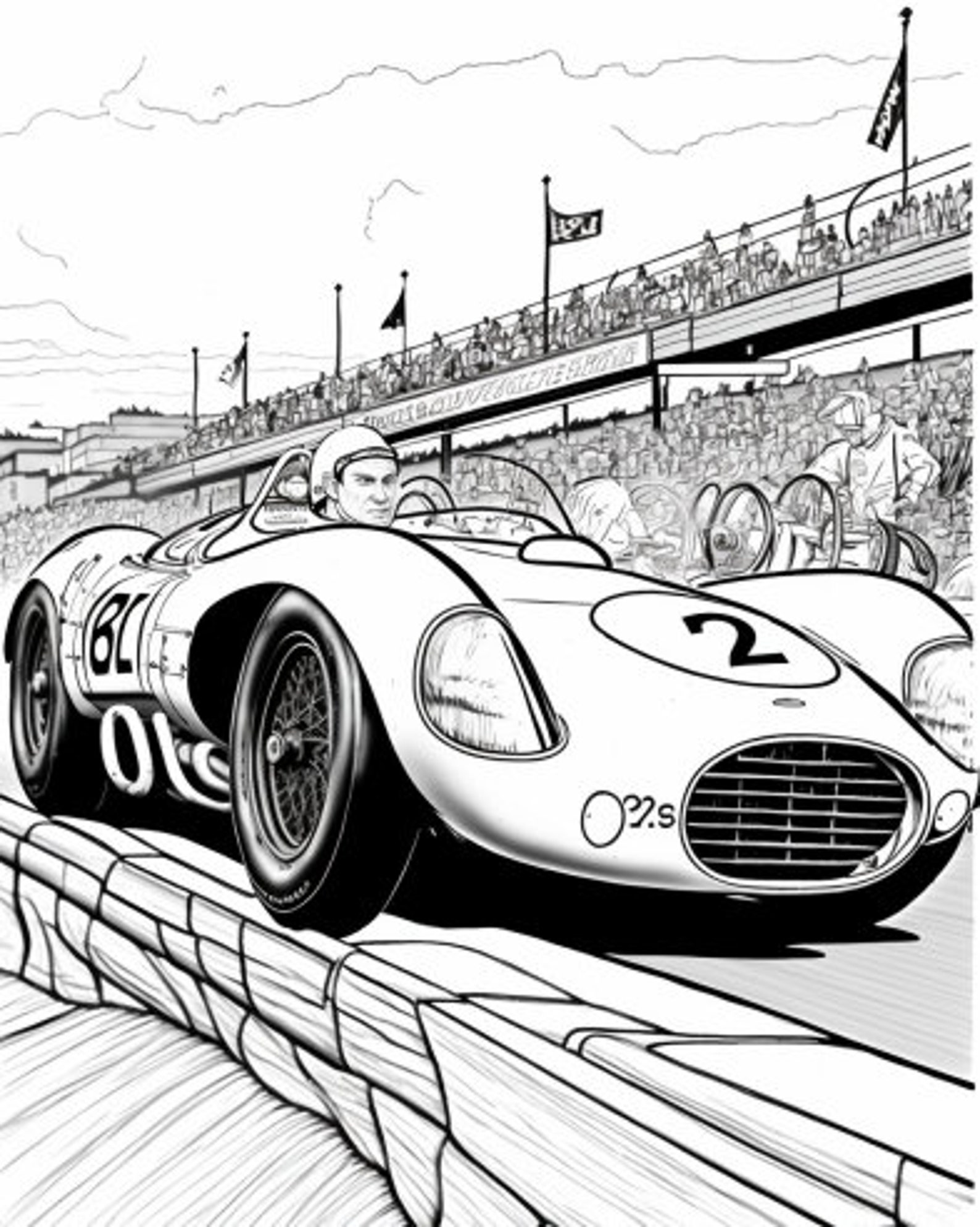 Adult and Kids Coloring Book, 35 Race Car Coloring Pages, Adult and Kid ...