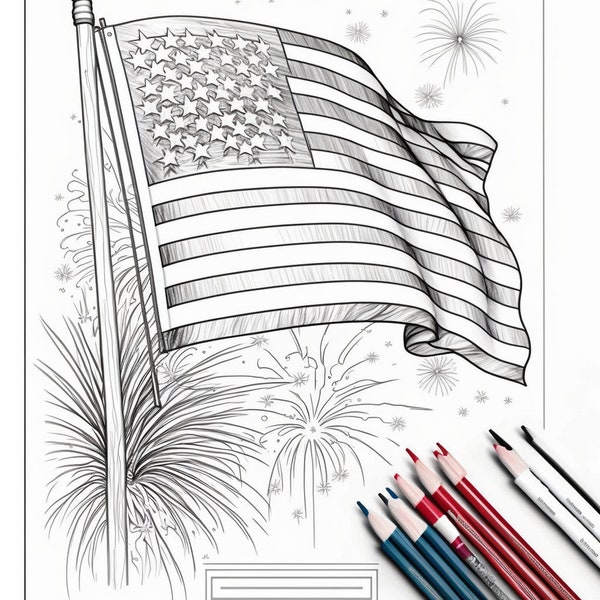 Adult Coloring Book, 20 4th of July Coloring Pages, Adult Independence Day Coloring, DIY Printable, PDF Printable Coloring Pages for Adults