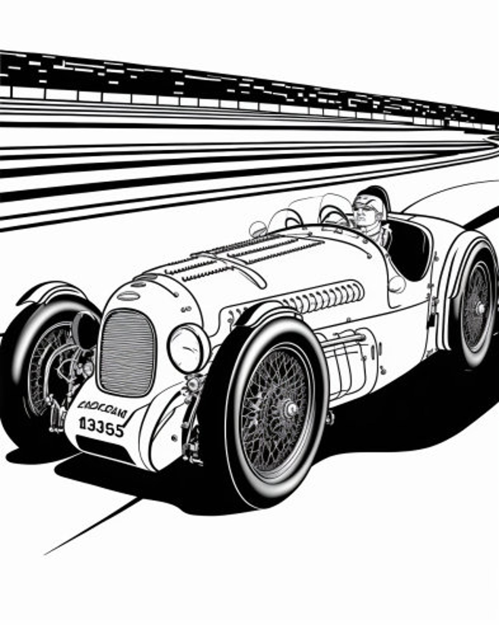 Adult and Kids Coloring Book, 35 Race Car Coloring Pages, Adult and Kid