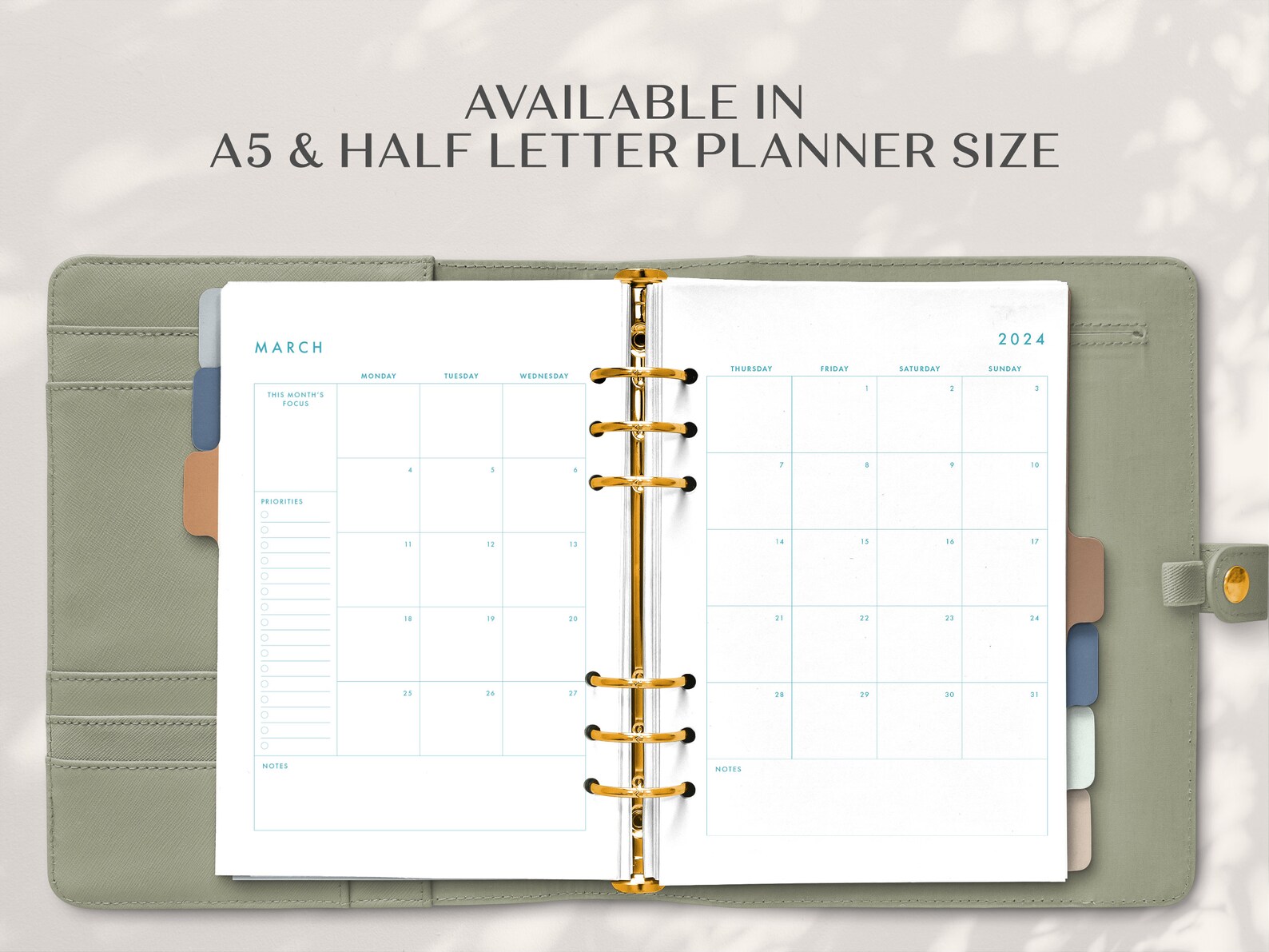 2024 Monthly Planner on 2 Pages, Digital 2024 Calendar Planner, Refill