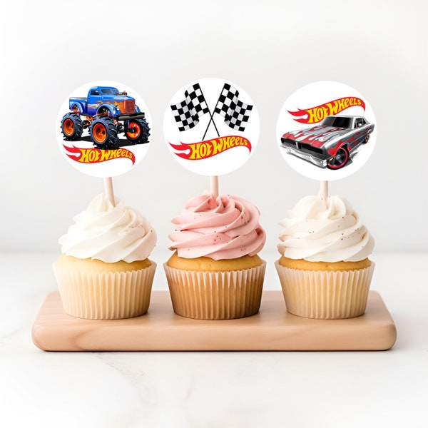 Hotwheels |  2" Cupcake Toppers | INSTANT DOWNLOAD Digital File