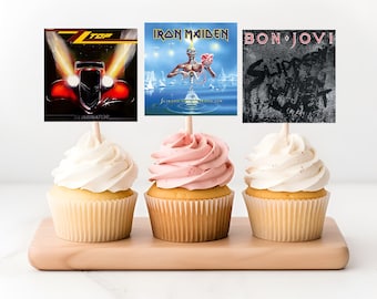 80's Rock Bands Album Covers |  2" x 2" Cupcake Toppers | INSTANT DOWNLOAD Digital File